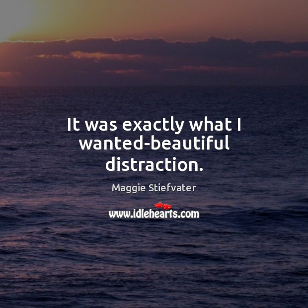 It was exactly what I wanted-beautiful distraction. Maggie Stiefvater Picture Quote