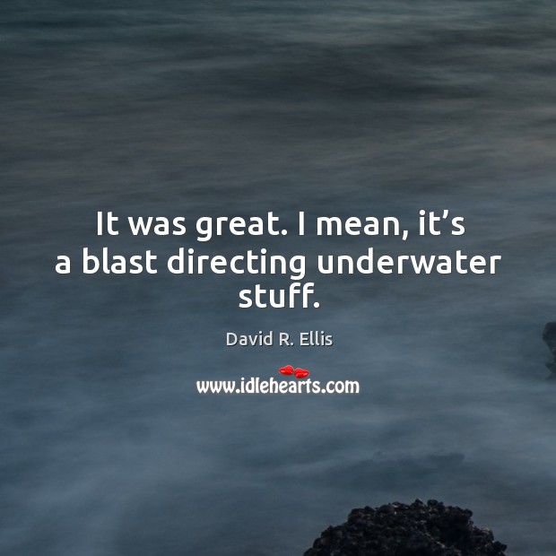 It was great. I mean, it’s a blast directing underwater stuff. David R. Ellis Picture Quote