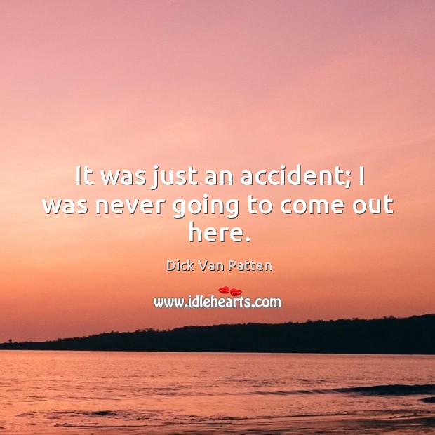 It was just an accident; I was never going to come out here. Dick Van Patten Picture Quote