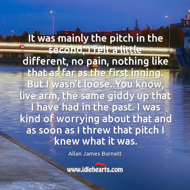 It was mainly the pitch in the second, I felt a little different, no pain Allan James Burnett Picture Quote
