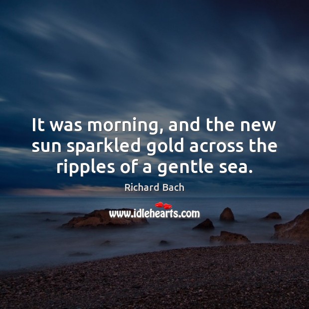 It was morning, and the new sun sparkled gold across the ripples of a gentle sea. Richard Bach Picture Quote