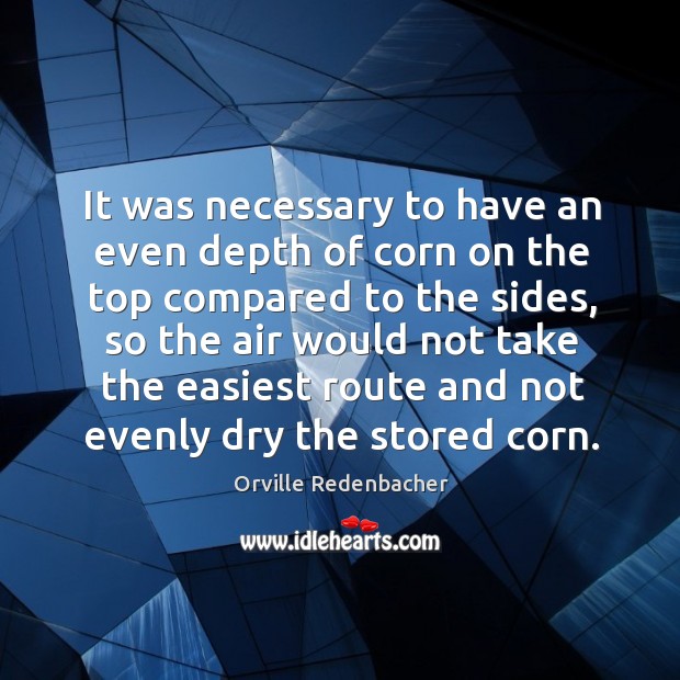 It was necessary to have an even depth of corn on the top compared to the sides Orville Redenbacher Picture Quote