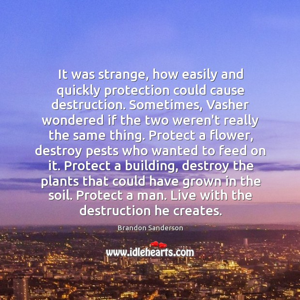 It was strange, how easily and quickly protection could cause destruction. Sometimes, Brandon Sanderson Picture Quote