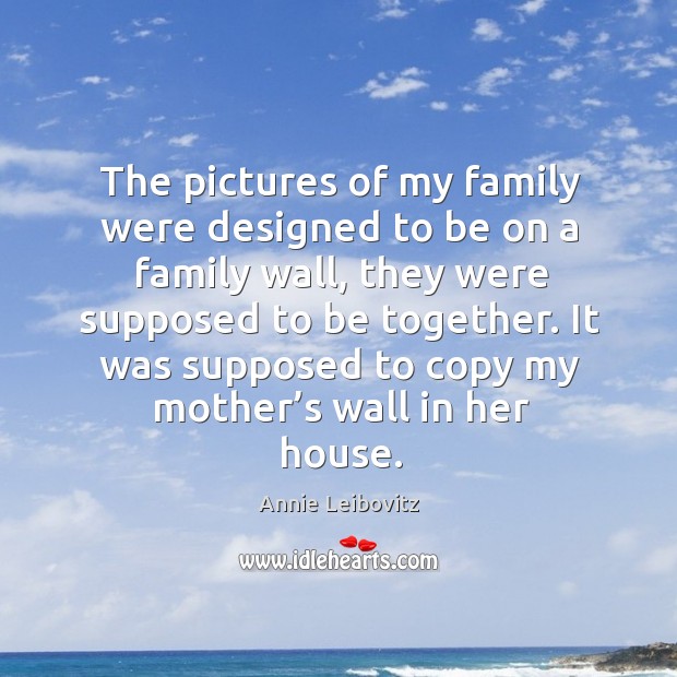 It was supposed to copy my mother’s wall in her house. Annie Leibovitz Picture Quote