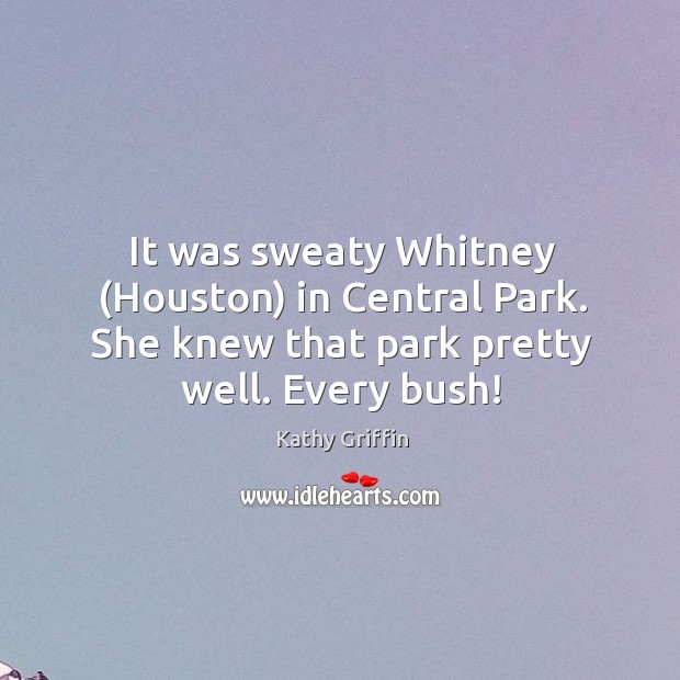 It was sweaty Whitney (Houston) in Central Park. She knew that park Image