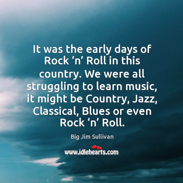 It was the early days of rock ‘n’ roll in this country. We were all struggling to learn music Struggle Quotes Image