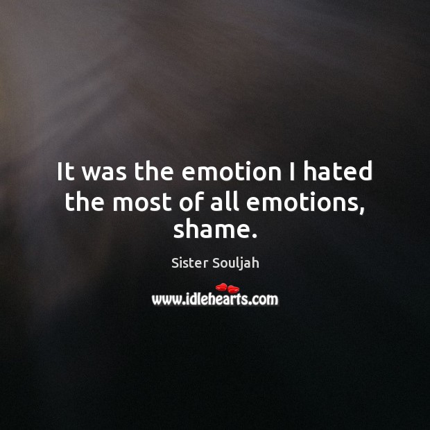 It was the emotion I hated the most of all emotions, shame. Sister Souljah Picture Quote