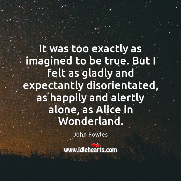It was too exactly as imagined to be true. But I felt John Fowles Picture Quote