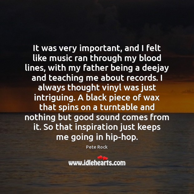 It was very important, and I felt like music ran through my Pete Rock Picture Quote