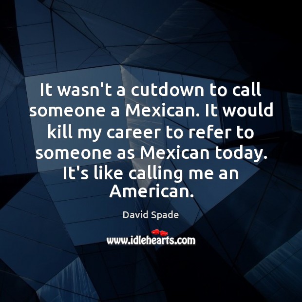 It wasn’t a cutdown to call someone a Mexican. It would kill David Spade Picture Quote