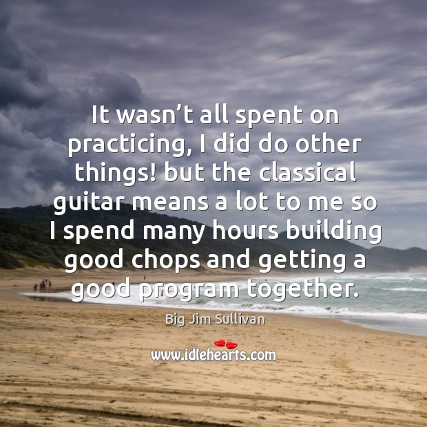 It wasn’t all spent on practicing, I did do other things! but the classical guitar means a lot Big Jim Sullivan Picture Quote