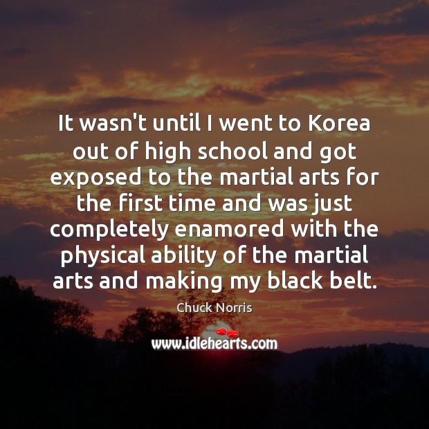 It wasn’t until I went to Korea out of high school and Chuck Norris Picture Quote