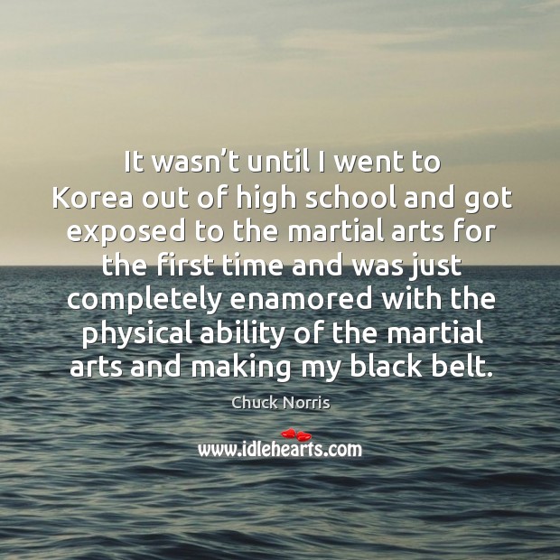 It wasn’t until I went to korea out of high school and got exposed to the martial arts for the Chuck Norris Picture Quote