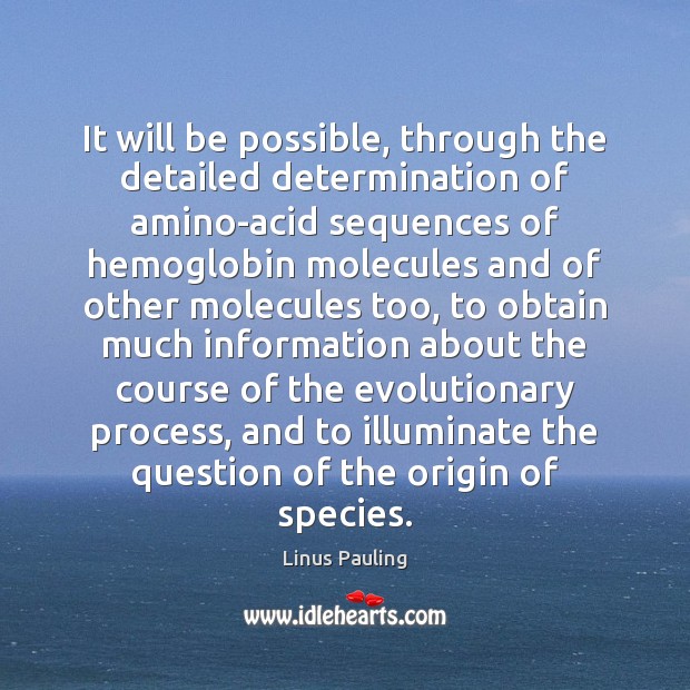 It will be possible, through the detailed determination of amino-acid sequences of Determination Quotes Image