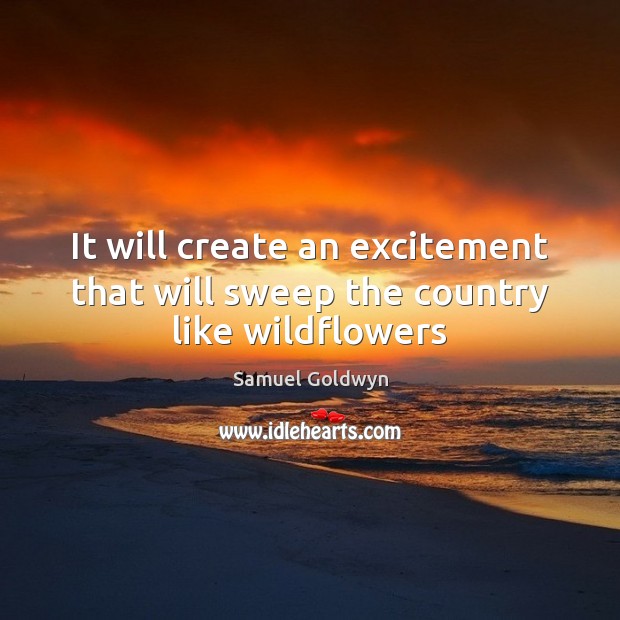 It will create an excitement that will sweep the country like wildflowers Image