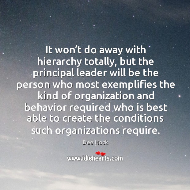 It won’t do away with hierarchy totally, but the principal Dee Hock Picture Quote