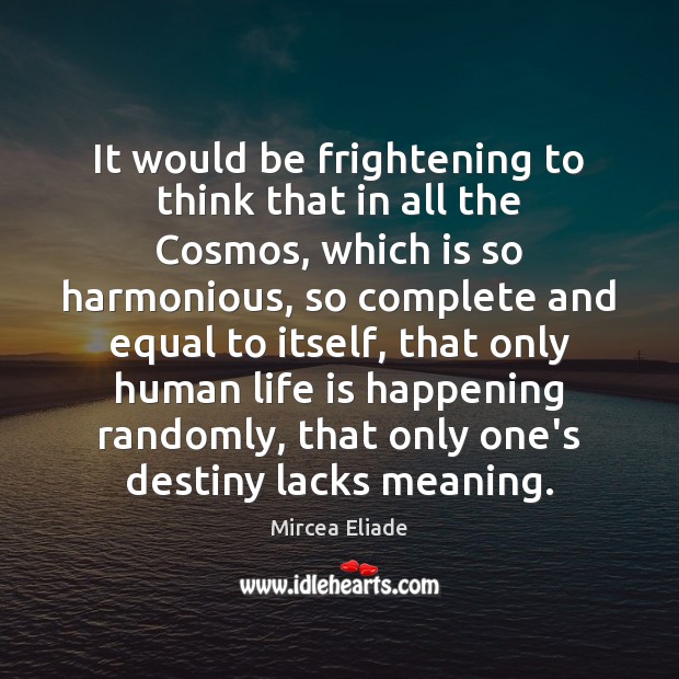 It would be frightening to think that in all the Cosmos, which Mircea Eliade Picture Quote