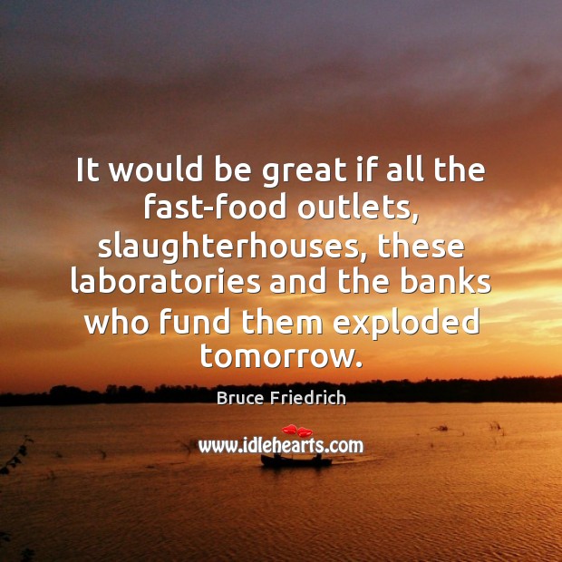 It would be great if all the fast-food outlets, slaughterhouses, these laboratories Bruce Friedrich Picture Quote