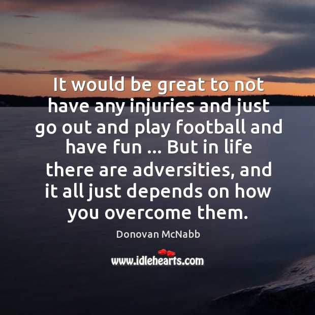 It would be great to not have any injuries and just go Donovan McNabb Picture Quote