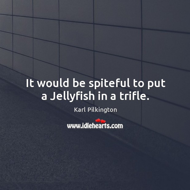 It would be spiteful to put a jellyfish in a trifle. Karl Pilkington Picture Quote