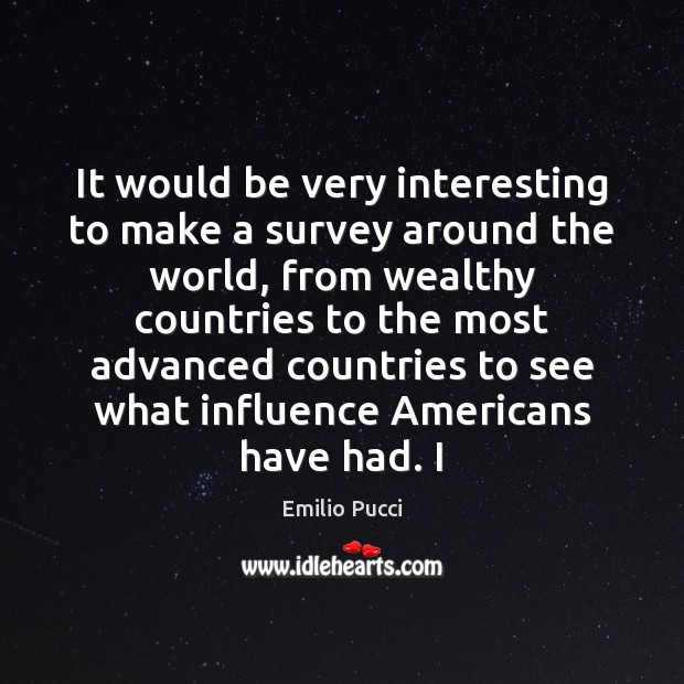 It would be very interesting to make a survey around the world, Emilio Pucci Picture Quote