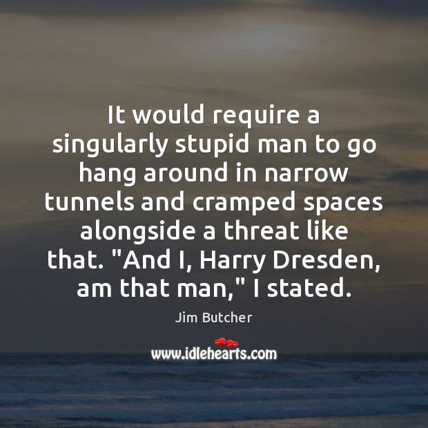It would require a singularly stupid man to go hang around in Jim Butcher Picture Quote