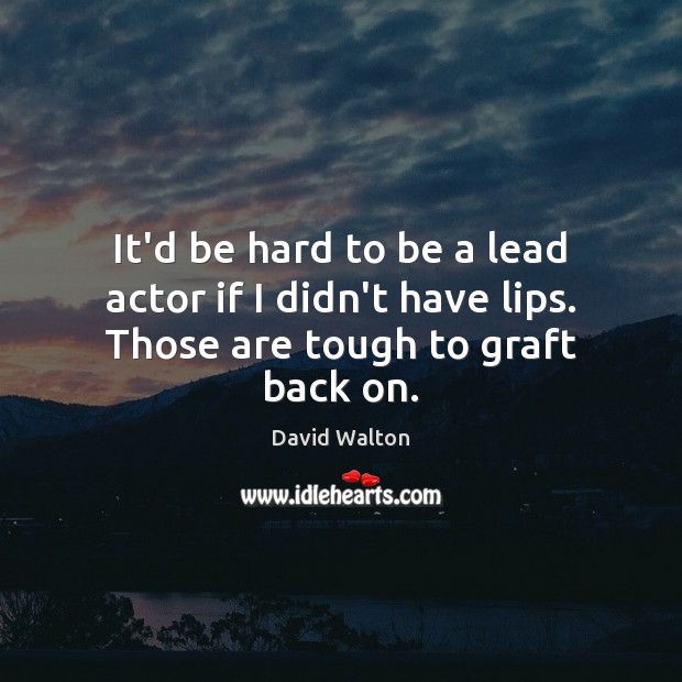 It’d be hard to be a lead actor if I didn’t have lips. Those are tough to graft back on. David Walton Picture Quote