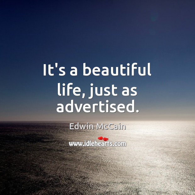 It’s a beautiful life, just as advertised. Edwin McCain Picture Quote