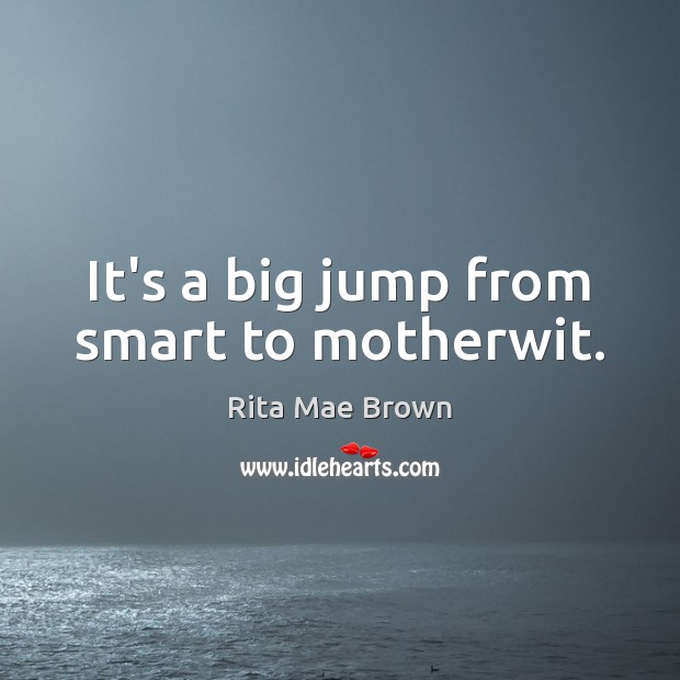 It’s a big jump from smart to motherwit. Rita Mae Brown Picture Quote