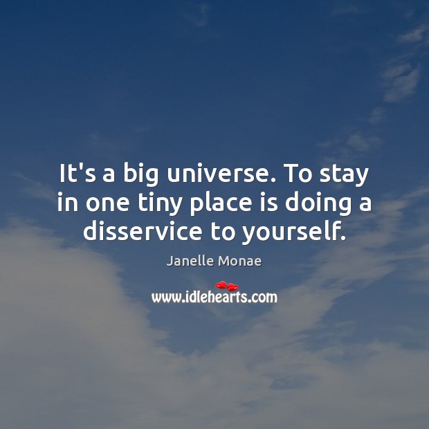 It’s a big universe. To stay in one tiny place is doing a disservice to yourself. Janelle Monae Picture Quote