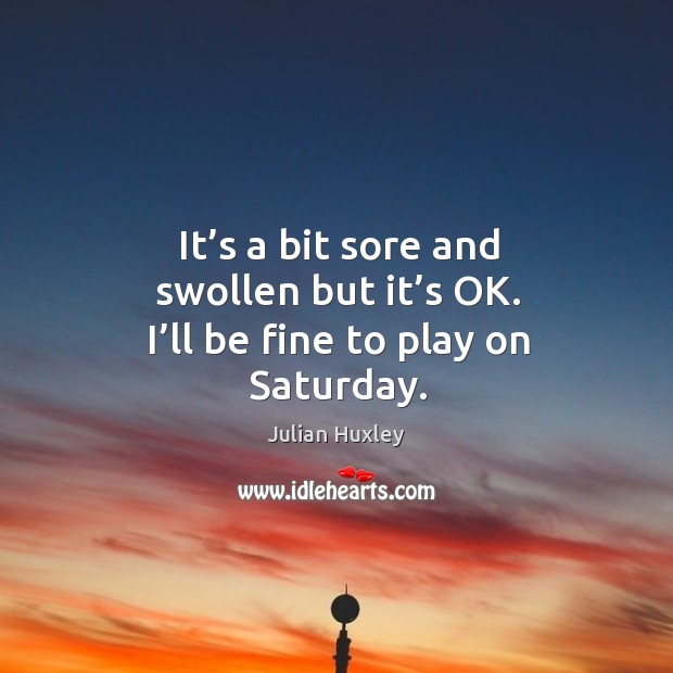 It’s a bit sore and swollen but it’s ok. I’ll be fine to play on saturday. Julian Huxley Picture Quote
