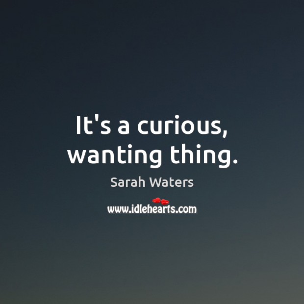 It’s a curious, wanting thing. Sarah Waters Picture Quote