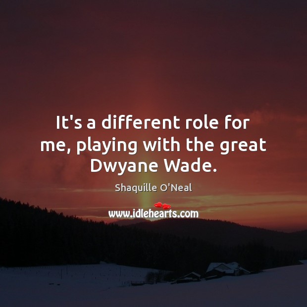 It’s a different role for me, playing with the great Dwyane Wade. Shaquille O’Neal Picture Quote