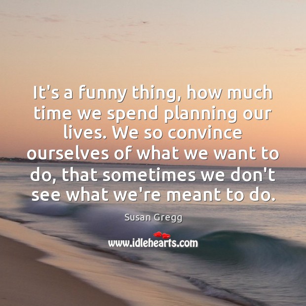 It’s a funny thing, how much time we spend planning our lives. Susan Gregg Picture Quote