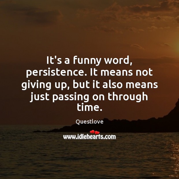 It’s a funny word, persistence. It means not giving up, but it Questlove Picture Quote