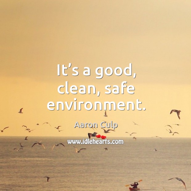 It’s a good, clean, safe environment. Aaron Culp Picture Quote
