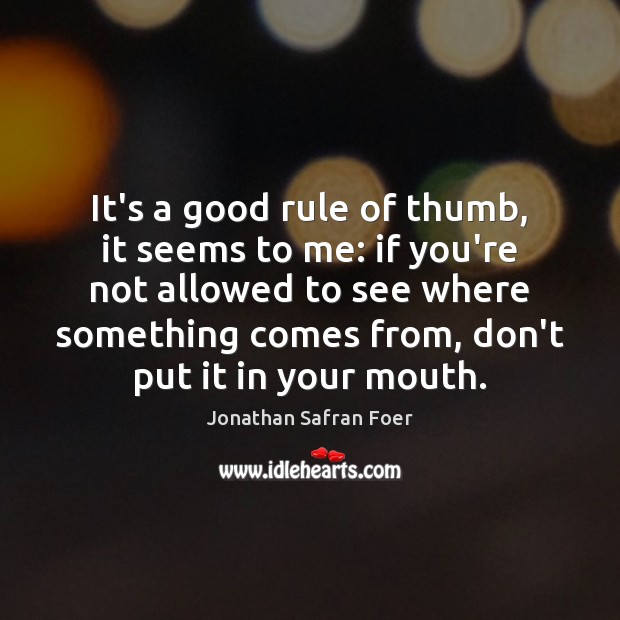 It’s a good rule of thumb, it seems to me: if you’re Jonathan Safran Foer Picture Quote