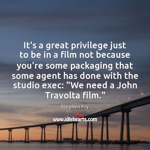 It’s a great privilege just to be in a film not because Stephen Fry Picture Quote