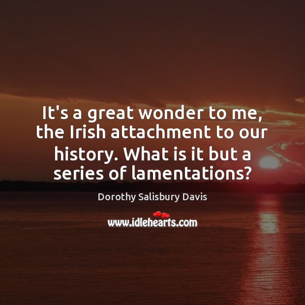 It’s a great wonder to me, the Irish attachment to our history. Dorothy Salisbury Davis Picture Quote
