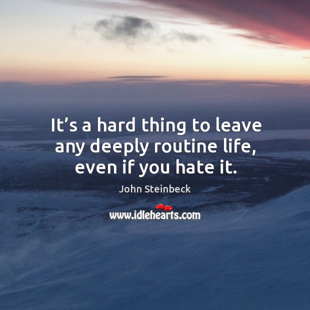 It’s a hard thing to leave any deeply routine life, even if you hate it. Image