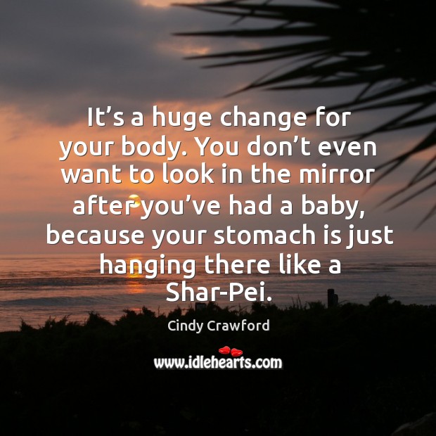 It’s a huge change for your body. You don’t even want to look in the mirror after you’ve Cindy Crawford Picture Quote