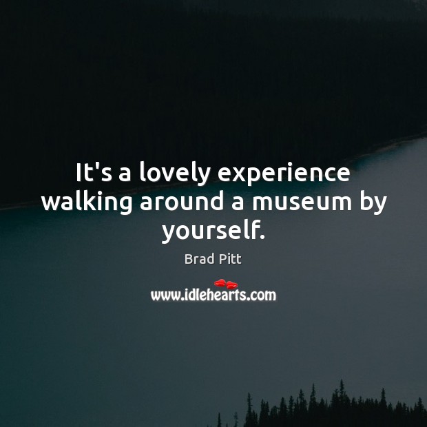 It’s a lovely experience walking around a museum by yourself. Brad Pitt Picture Quote