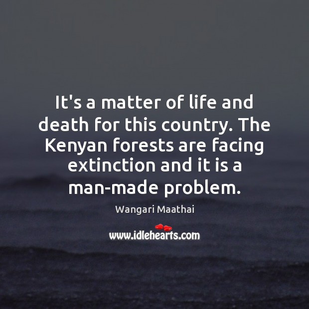 It’s a matter of life and death for this country. The Kenyan Wangari Maathai Picture Quote