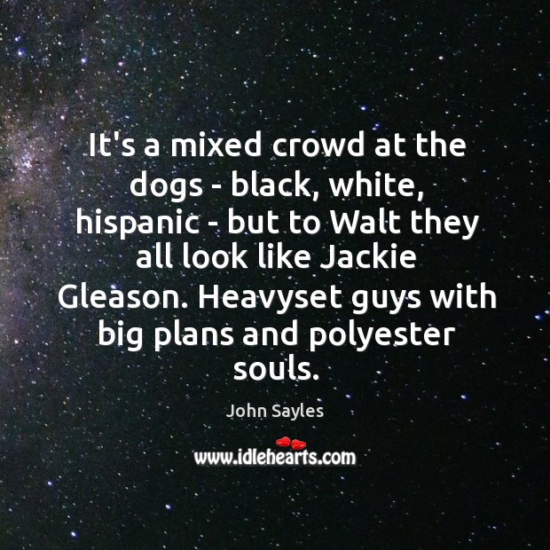It’s a mixed crowd at the dogs – black, white, hispanic – John Sayles Picture Quote