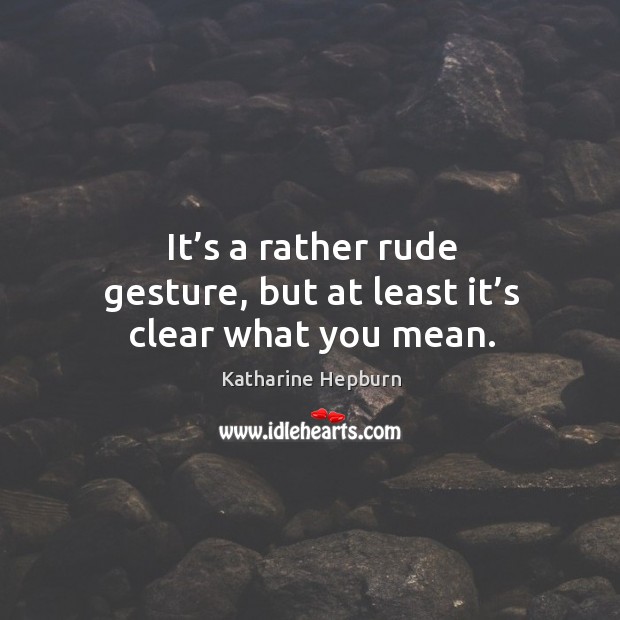 It’s a rather rude gesture, but at least it’s clear what you mean. Katharine Hepburn Picture Quote