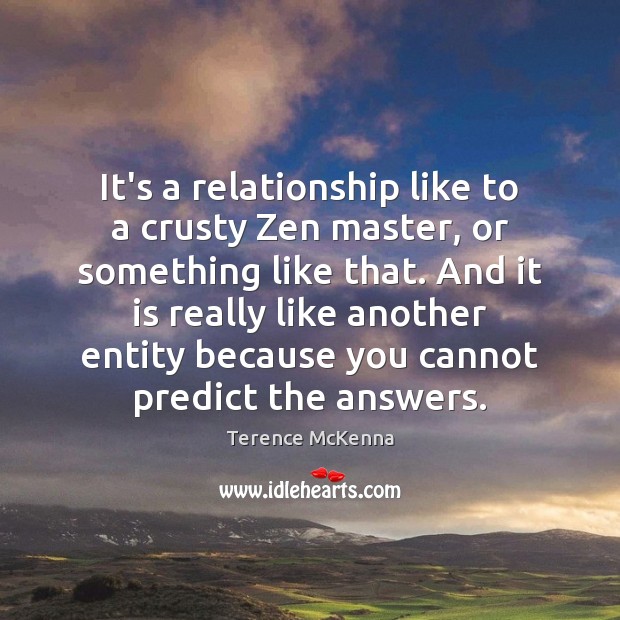 It’s a relationship like to a crusty Zen master, or something like Terence McKenna Picture Quote