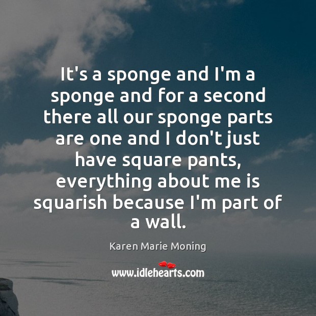 It’s a sponge and I’m a sponge and for a second there Image