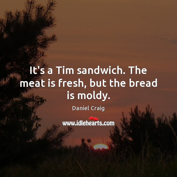 It’s a Tim sandwich. The meat is fresh, but the bread is moldy. Daniel Craig Picture Quote