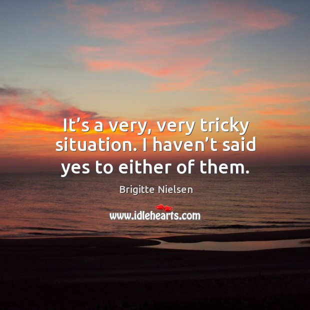 It’s a very, very tricky situation. I haven’t said yes to either of them. Brigitte Nielsen Picture Quote