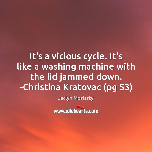 It’s a vicious cycle. It’s like a washing machine with the lid Jaclyn Moriarty Picture Quote